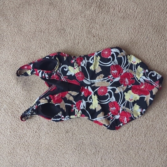 Baltex Floral Lined Bra One Piece Swimsuit Size 8/30 - Picture 5 of 11